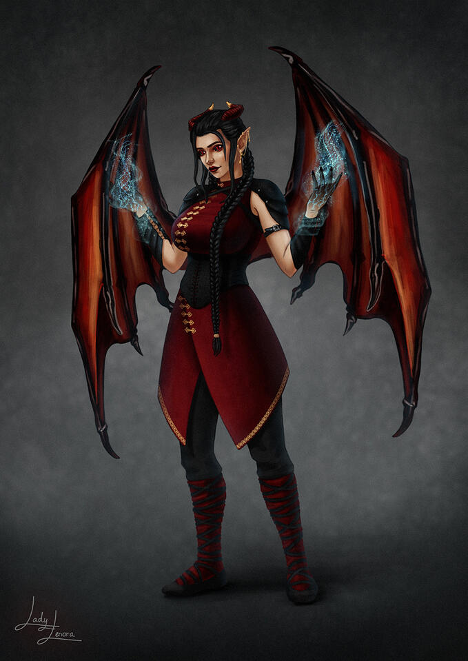 Winged variant tiefling Petra | D&D